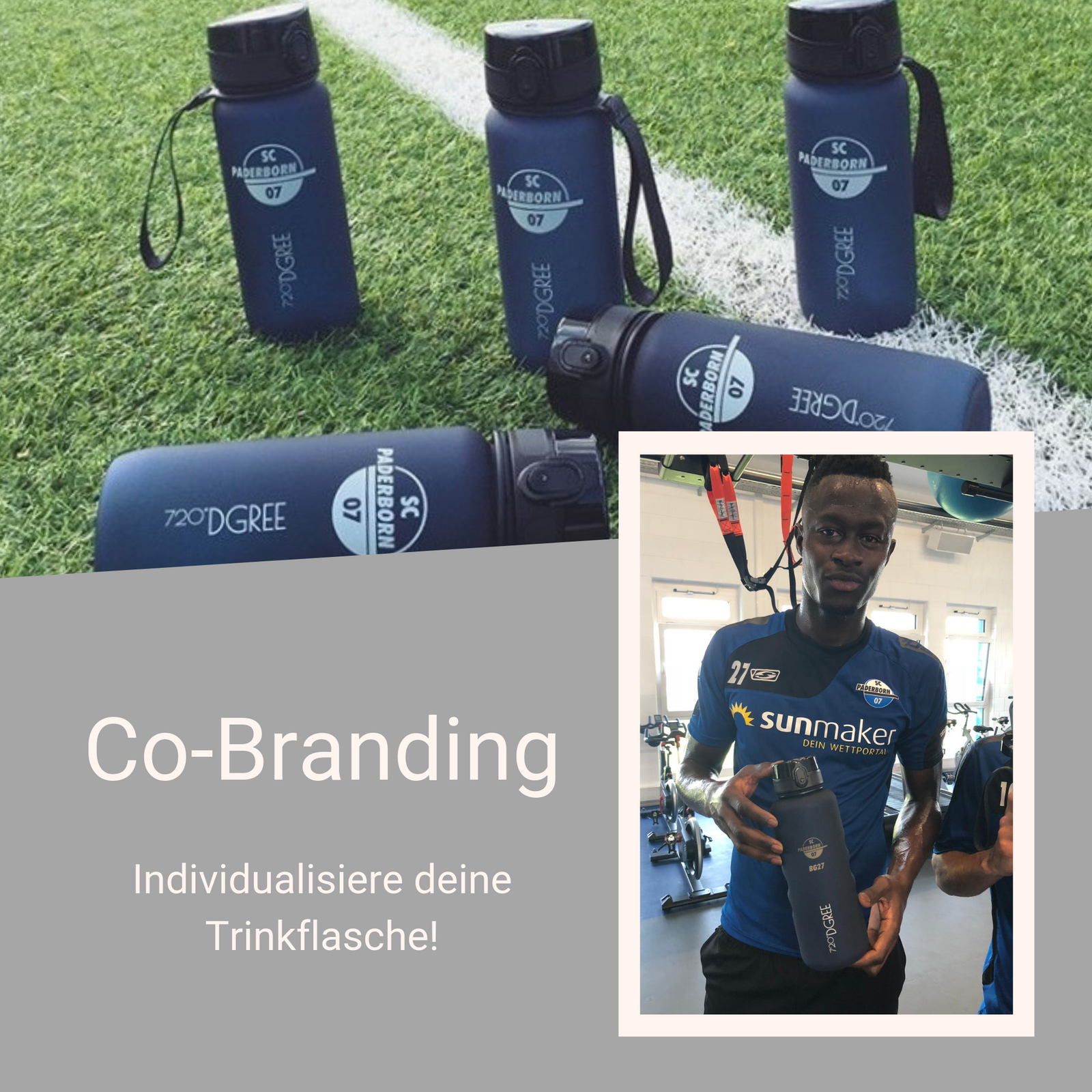 Auch die Jugend-Manschaften des SC-Paderborn haben wir schon mit unseren Trinkflaschen ausgestattet. Bild zeigt die mit dem Vereinslogo bedruckten uberBottles.