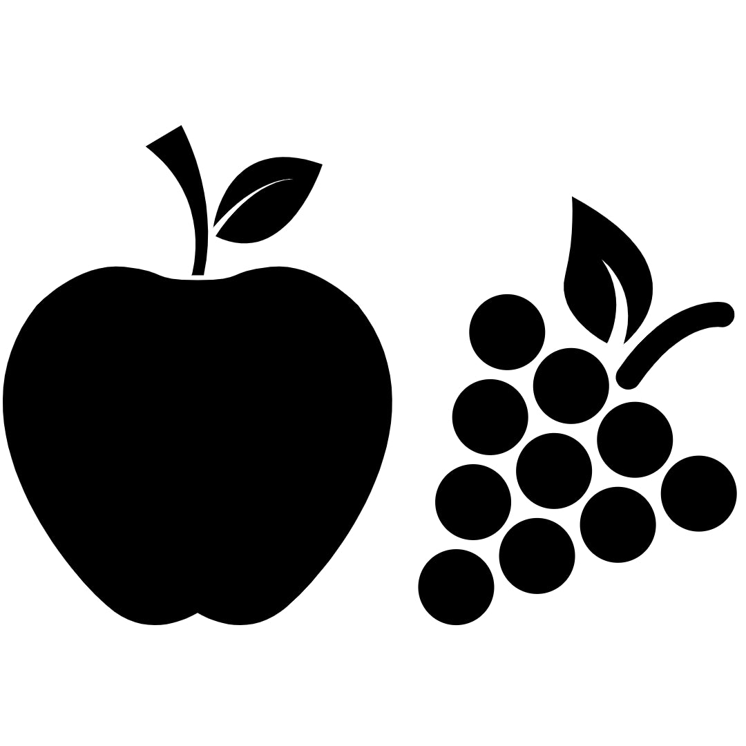 Mit dem Fruchtsieb der 720°DGREE uberBottle kannst du dein Wasser ganz individuell mit Früchten verfeinern. Die Schatten von einem Apfel und von Weintrauben sollen dies verdeutlichen.