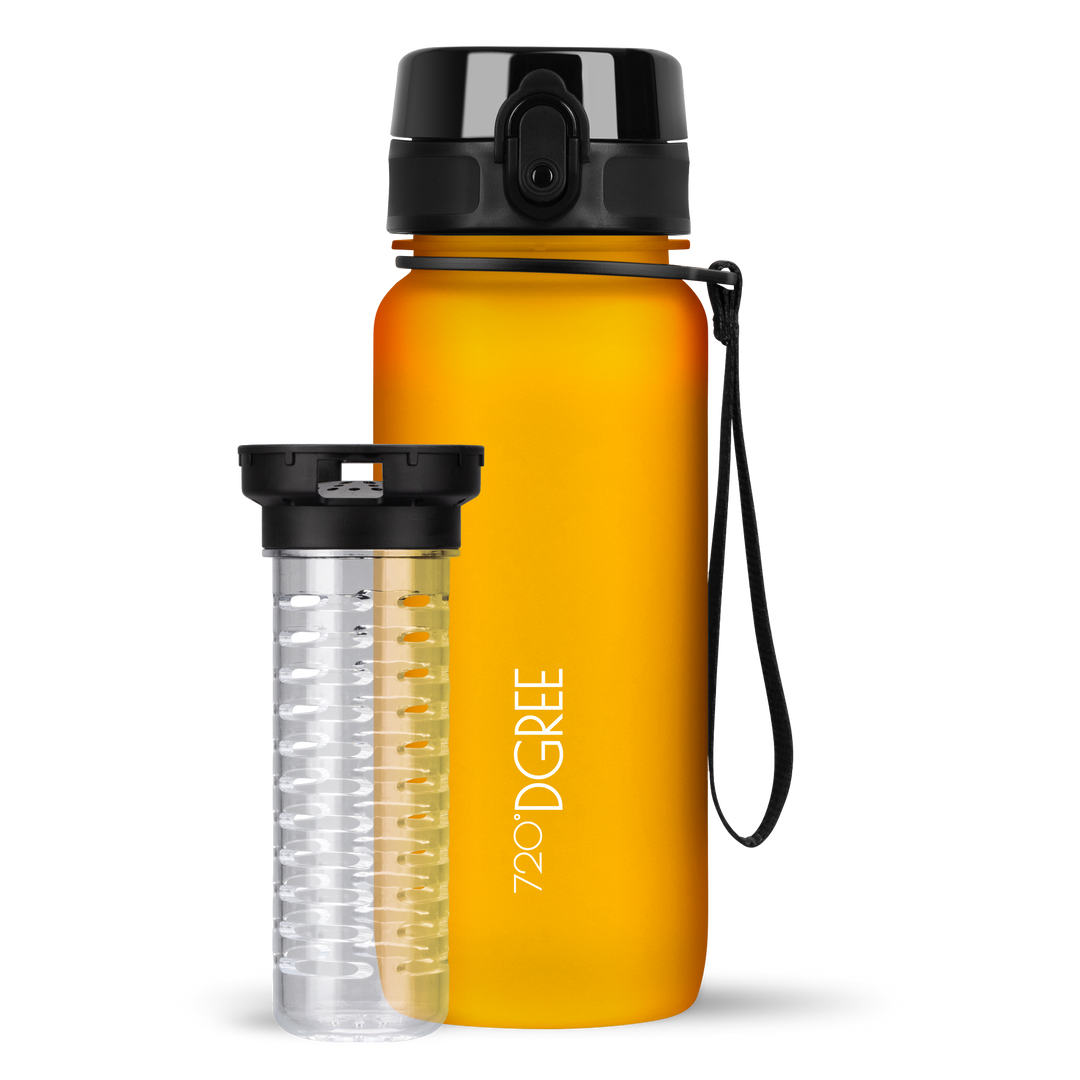  720°DGREE uberBottle - Botella de agua + infusor de frutas,  de diferentes capacidades, hecha de tritán libre de BPA, a prueba de fugas,  reutilizable, ligera, sostenible; Para fitness, entrenamiento, ciclismo y